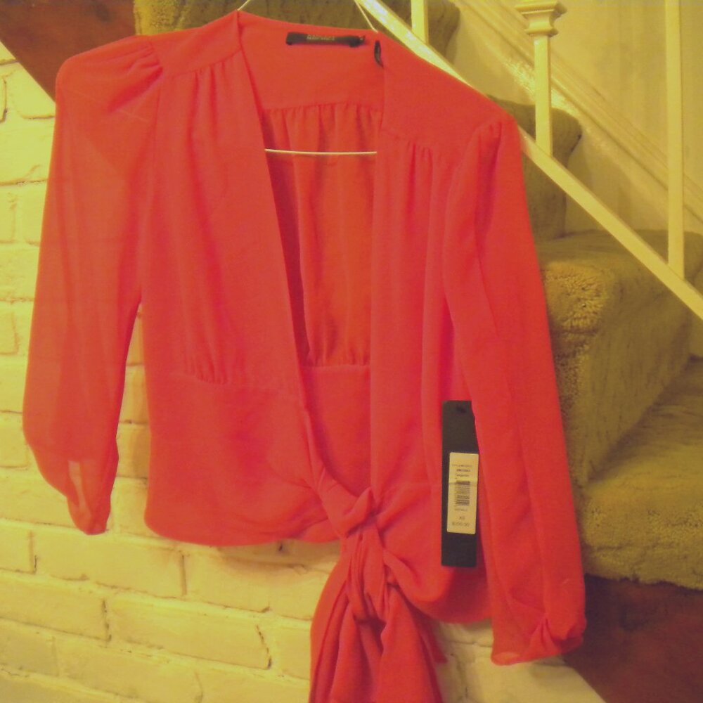 Badgley Mischka Tangerine Tie Blouse